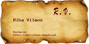 Riha Vilmos névjegykártya